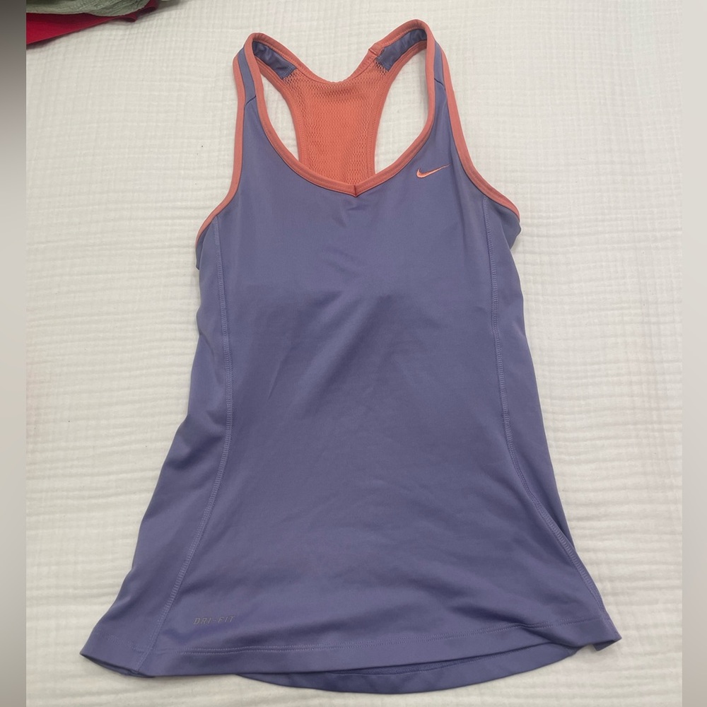 Pink and purple Nike tank with shelf bra